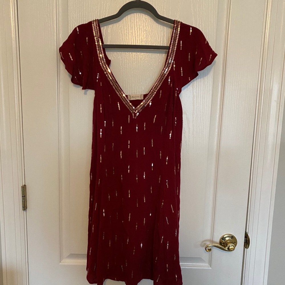 Altar’d State red and gold sequin party dress